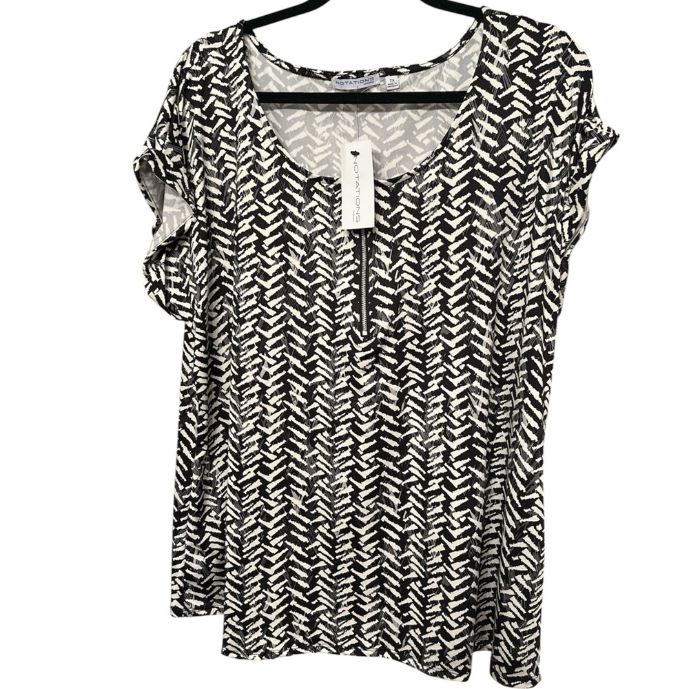 Notations Black and White Geometric Blouse
